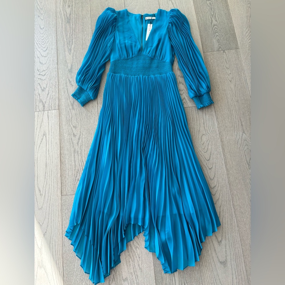 Gorgeous Teal semi sheer mid length dress.